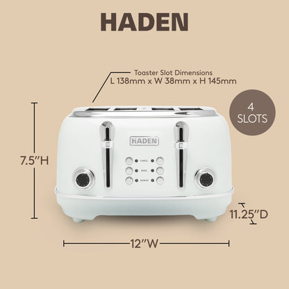 Haden Heritage Wide Slot Stainless Steel Toaster, Ivory & Chrome