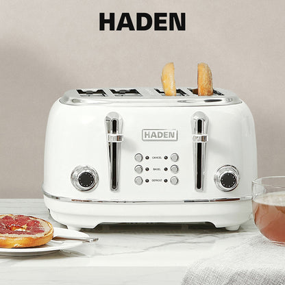 Haden Heritage Wide Slot Stainless Steel Toaster, Ivory & Chrome