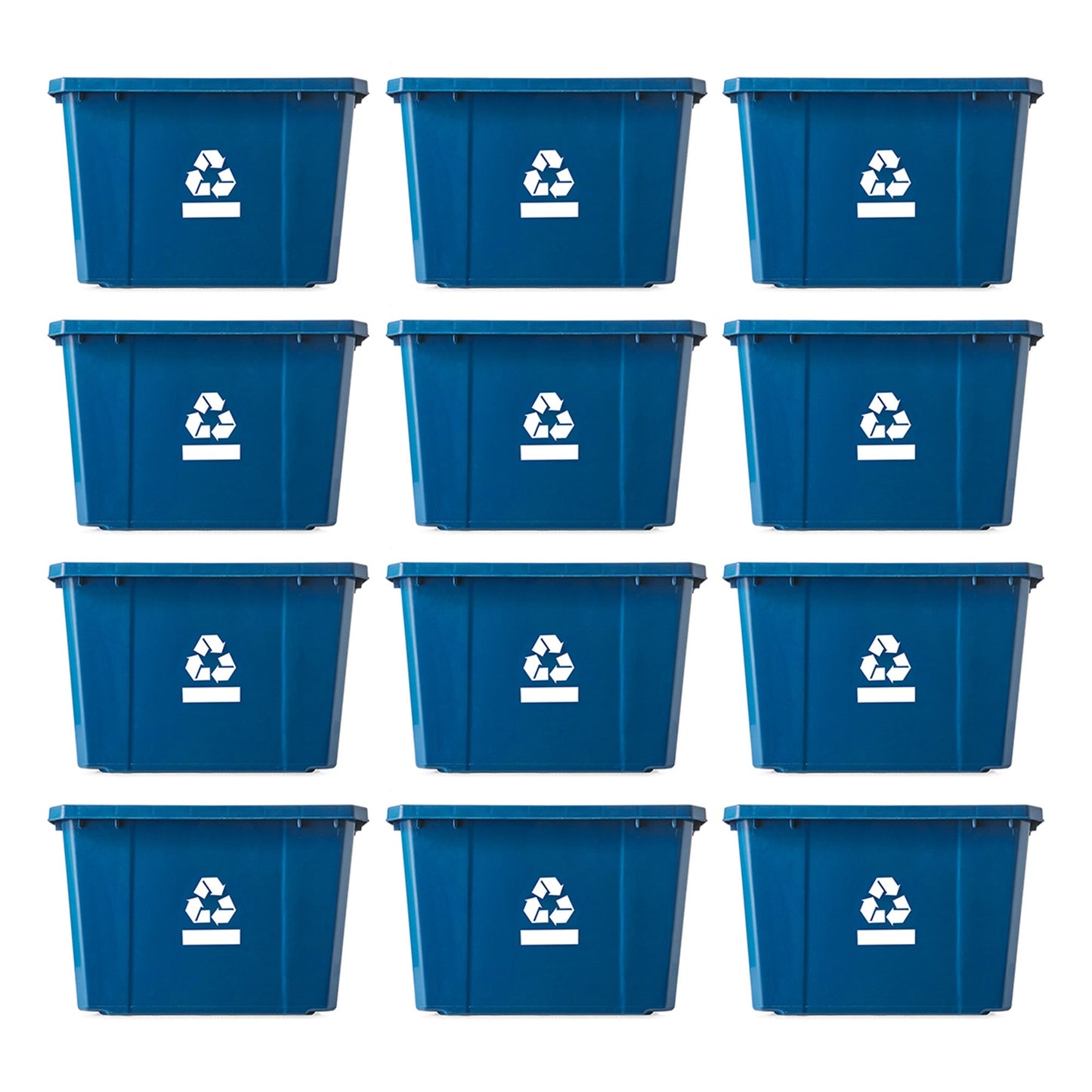 Gracious Living Medium Curbside Blue Box 17 Gallon Home Recycling Bin (12 Pack)