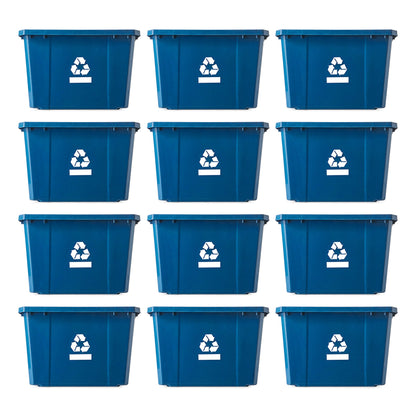 Gracious Living Medium Curbside Blue Box 17 Gallon Home Recycling Bin (12 Pack)