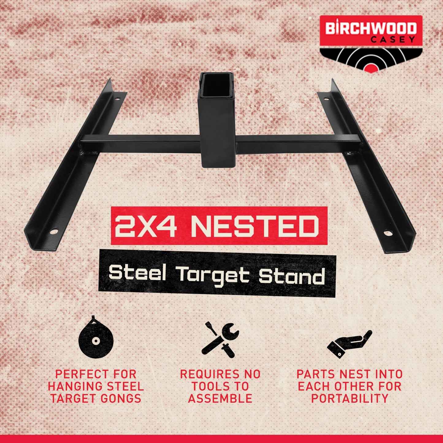 Birchwood Casey 49024 Heavy Duty 2 x 4 Nested Steel Shooting Gong Target Stand