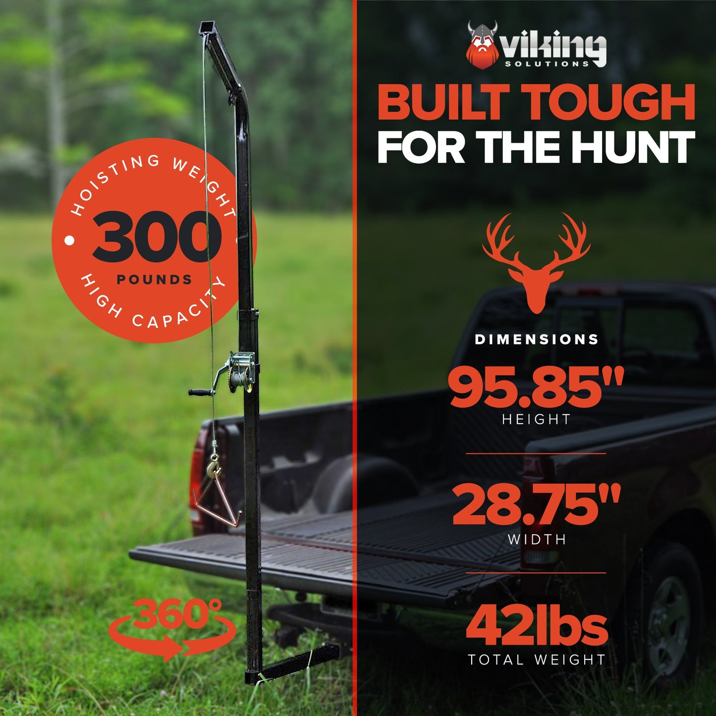Viking Solutions VKS-VRJ201 Rack Jack II Hitch Mounted Hoist for Game Animals