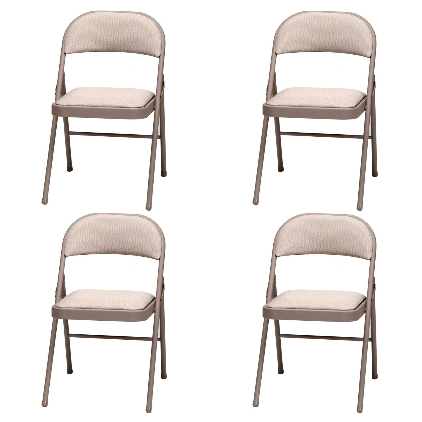 MECO Sudden Comfort Deluxe Metal Fabric Padded Folding Chair, Sand Tan (4 Pack)