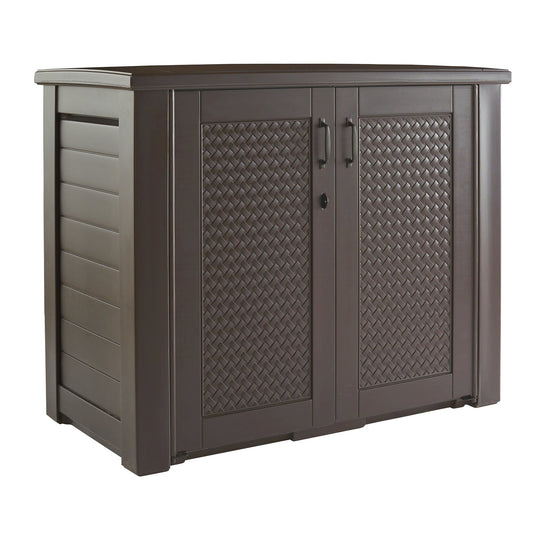 Rubbermaid Weather Resistant Weaved Resin Outdoor Patio Storage Cabinet, Brown