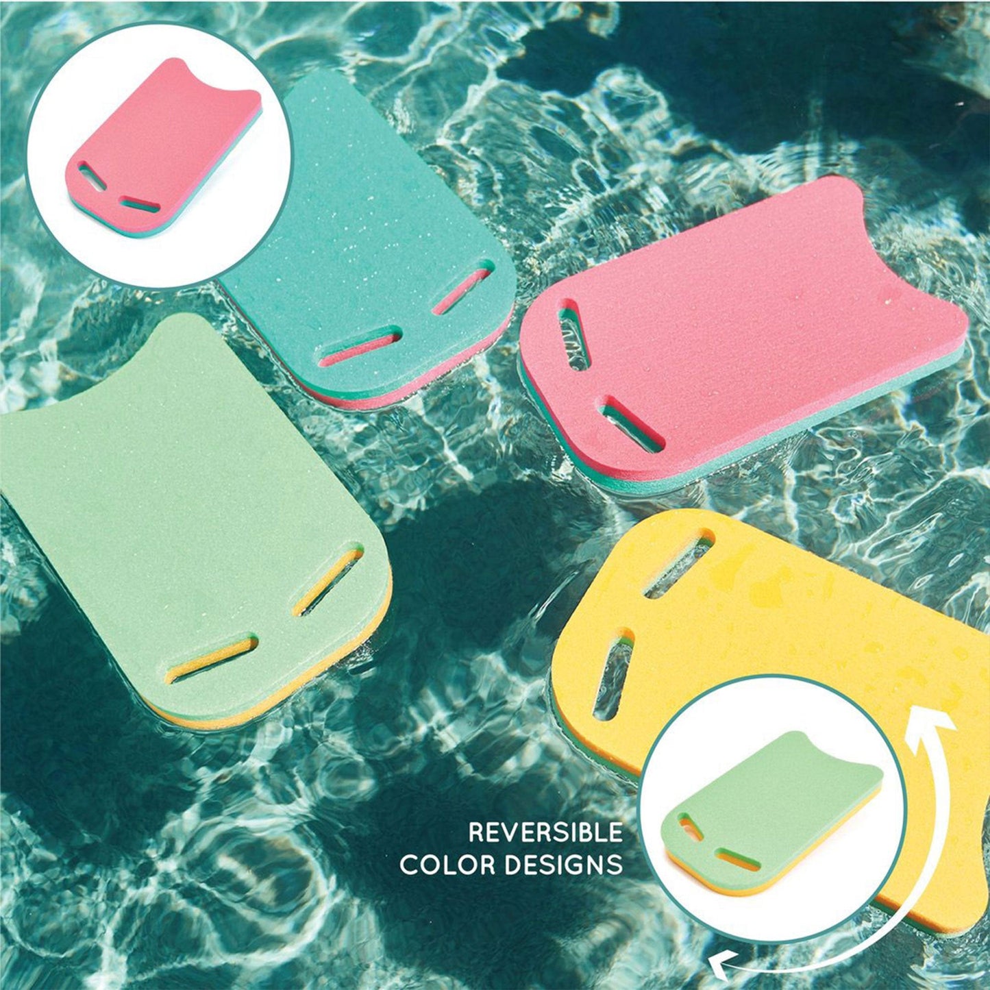 Floatation iQ Universal Pool Training Foam Board Exercise Kickboard, Pink/Teal