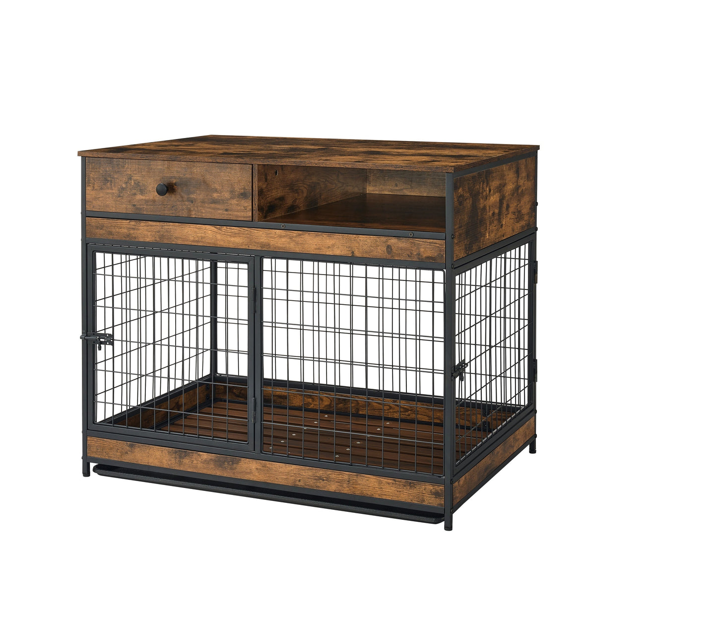 Furniture Dog Cage Crate with Double Doors. Antique Brown,38.78" W x 27.36" D x 32.17" H.