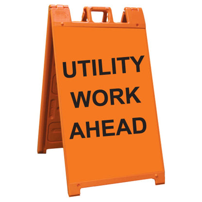 Plasticade 130-O Signicade A Frame Plain Portable Folding Sidewalk Sign, Orange