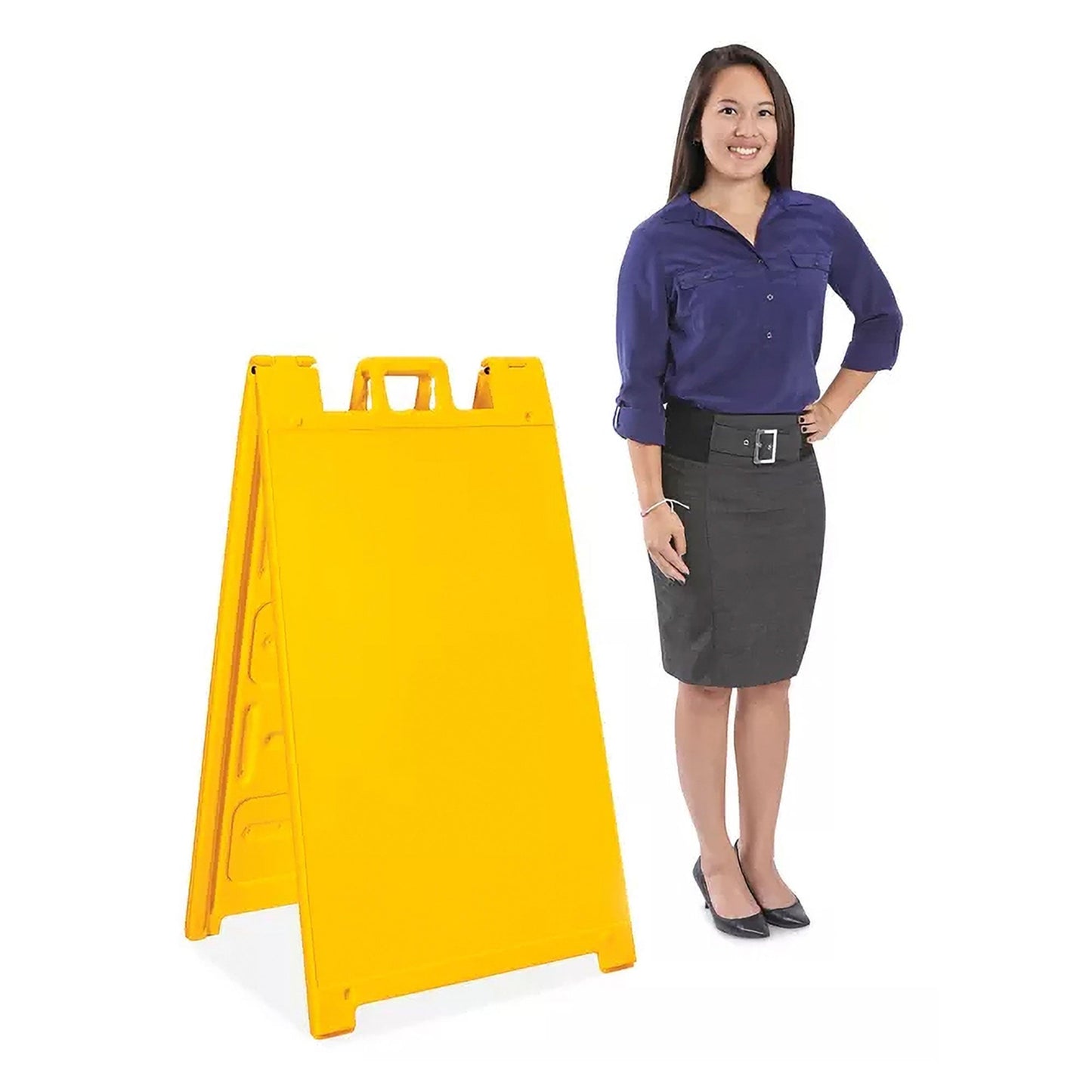 Plasticade 130-Y Signicade A Frame Plain Portable Folding Sidewalk Sign, Yellow