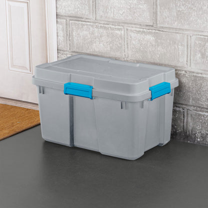 Sterilite 30 Gal Gasket Tote Heavy Duty Stackable Storage Bin with Lid, 6 Pack