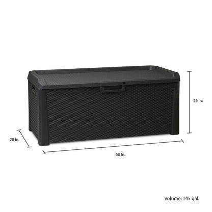 Toomax Santorini Plus Patio Deck Storage Box Bench, 145 Gallon (Anthracite)