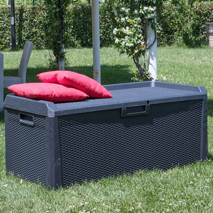 Toomax Santorini Plus Patio Deck Storage Box Bench, 145 Gallon (Anthracite)
