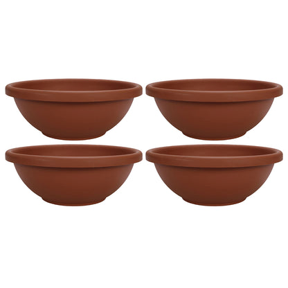 HC Companies 18 Inch Resin Garden Bowl Planter Pot, Terra Cotta Clay (2 Pack)