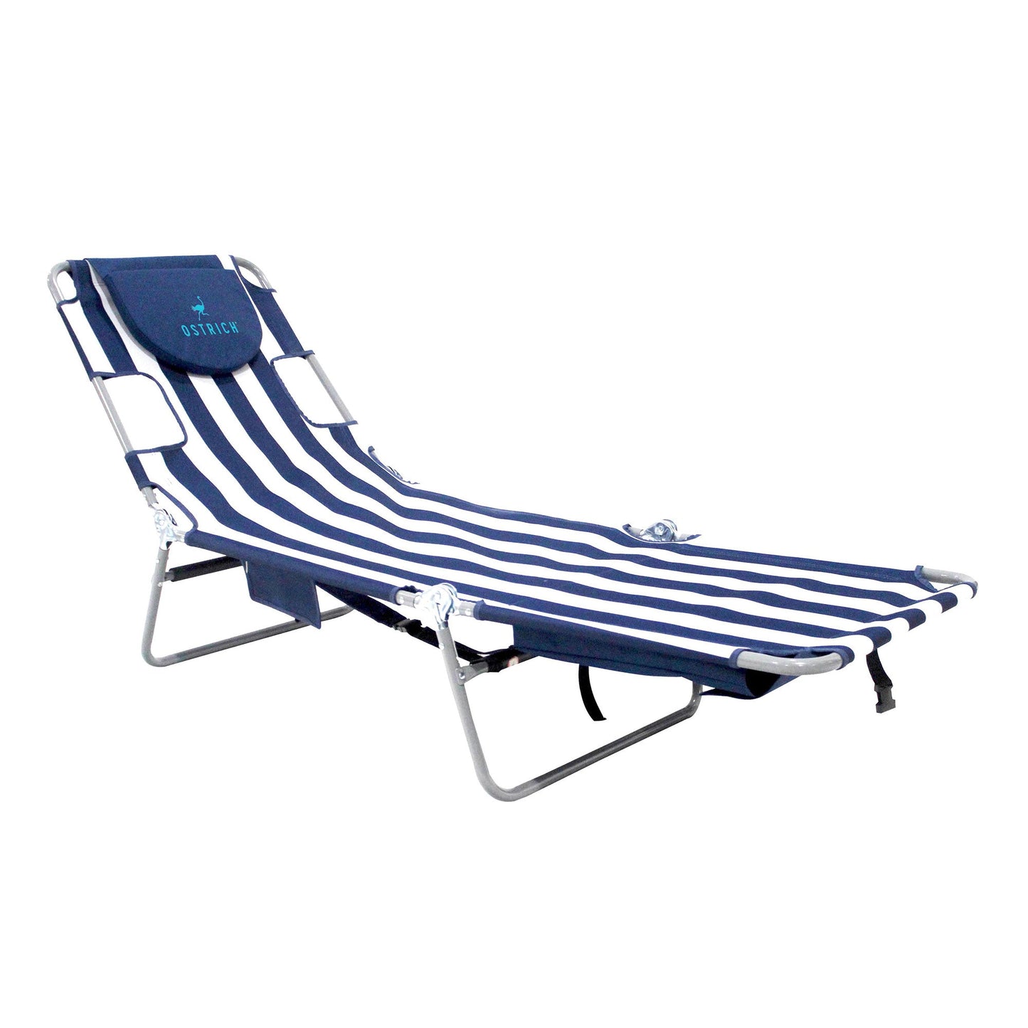 Ostrich Chaise Lounge Folding Portable Sunbathing Beach Chair, Striped (2 Pack)