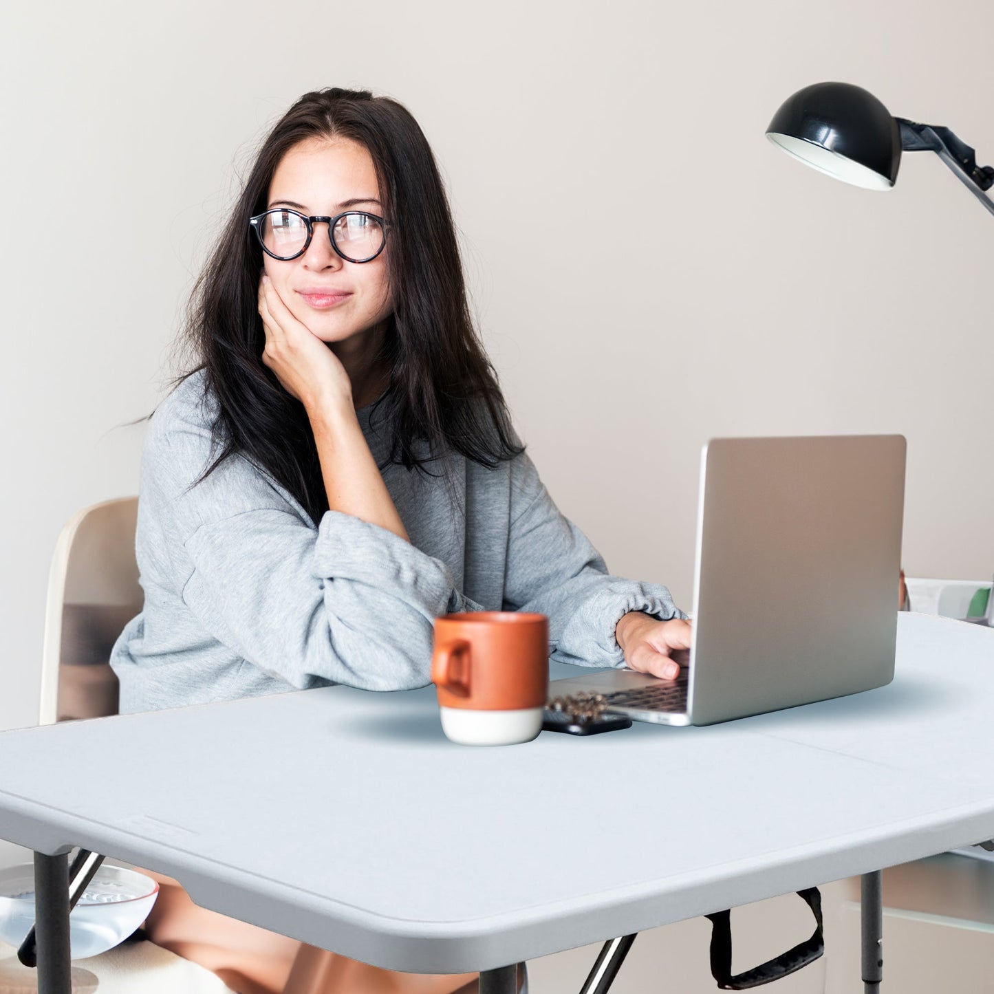Plastic Development Group 4 Foot Long Fold in Half Banquet Folding Table, White