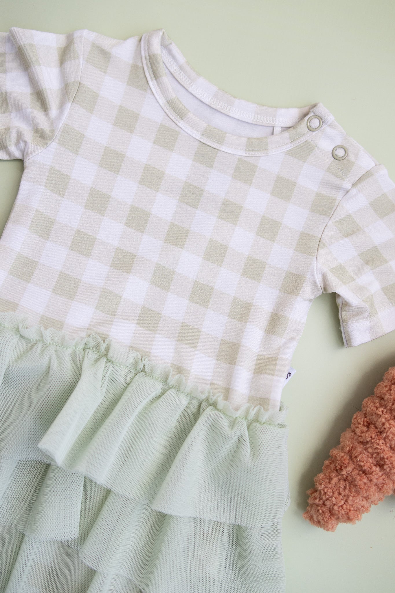 SAGE GINGHAM DREAM TUTU BODYSUIT DRESS