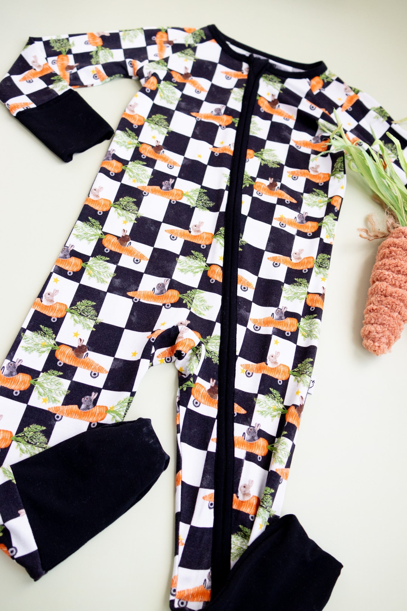 RACING CARROT CHECKERS DREAM ROMPER