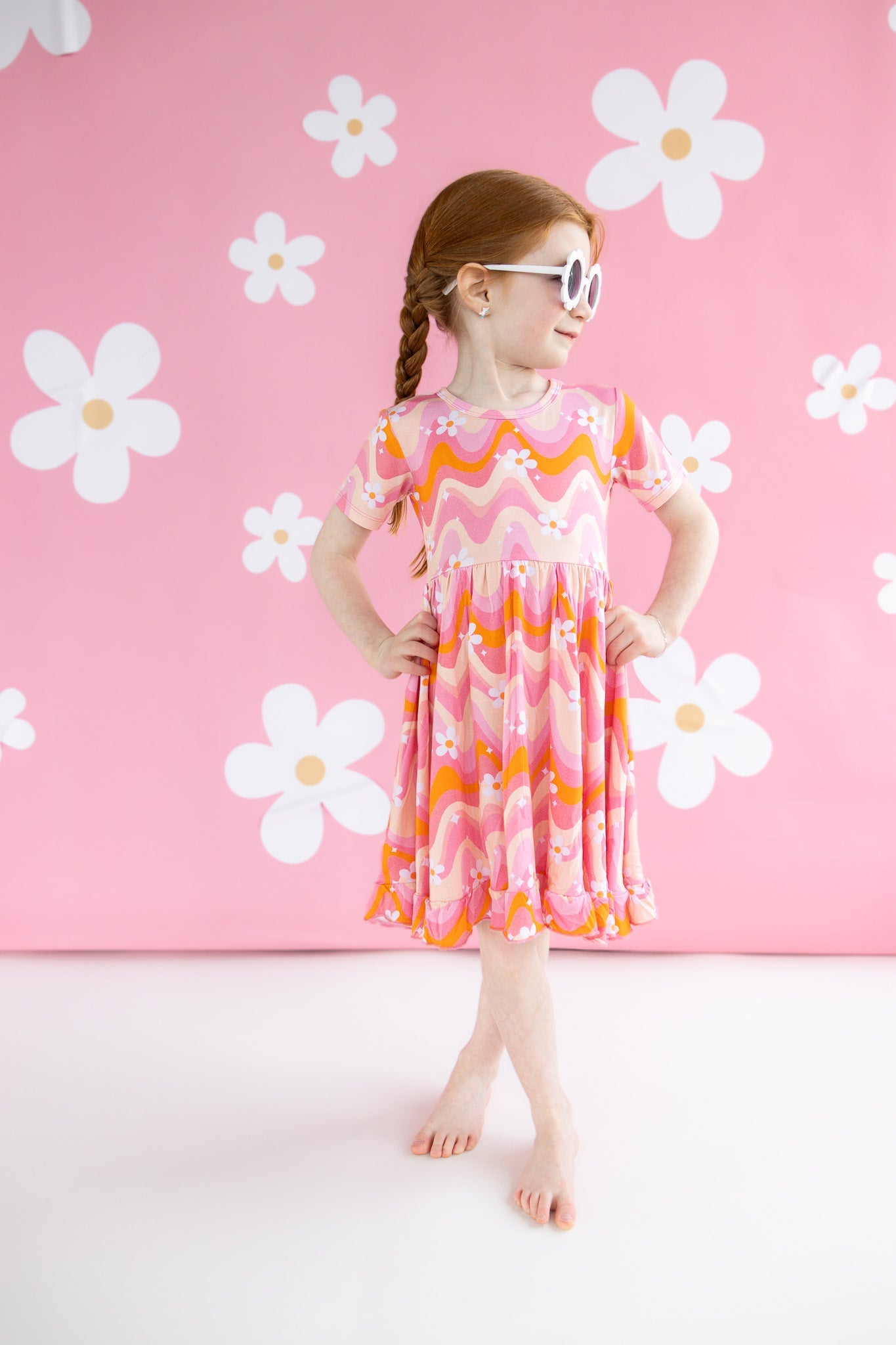 GROOVY FLORAL DREAM RUFFLE DRESS