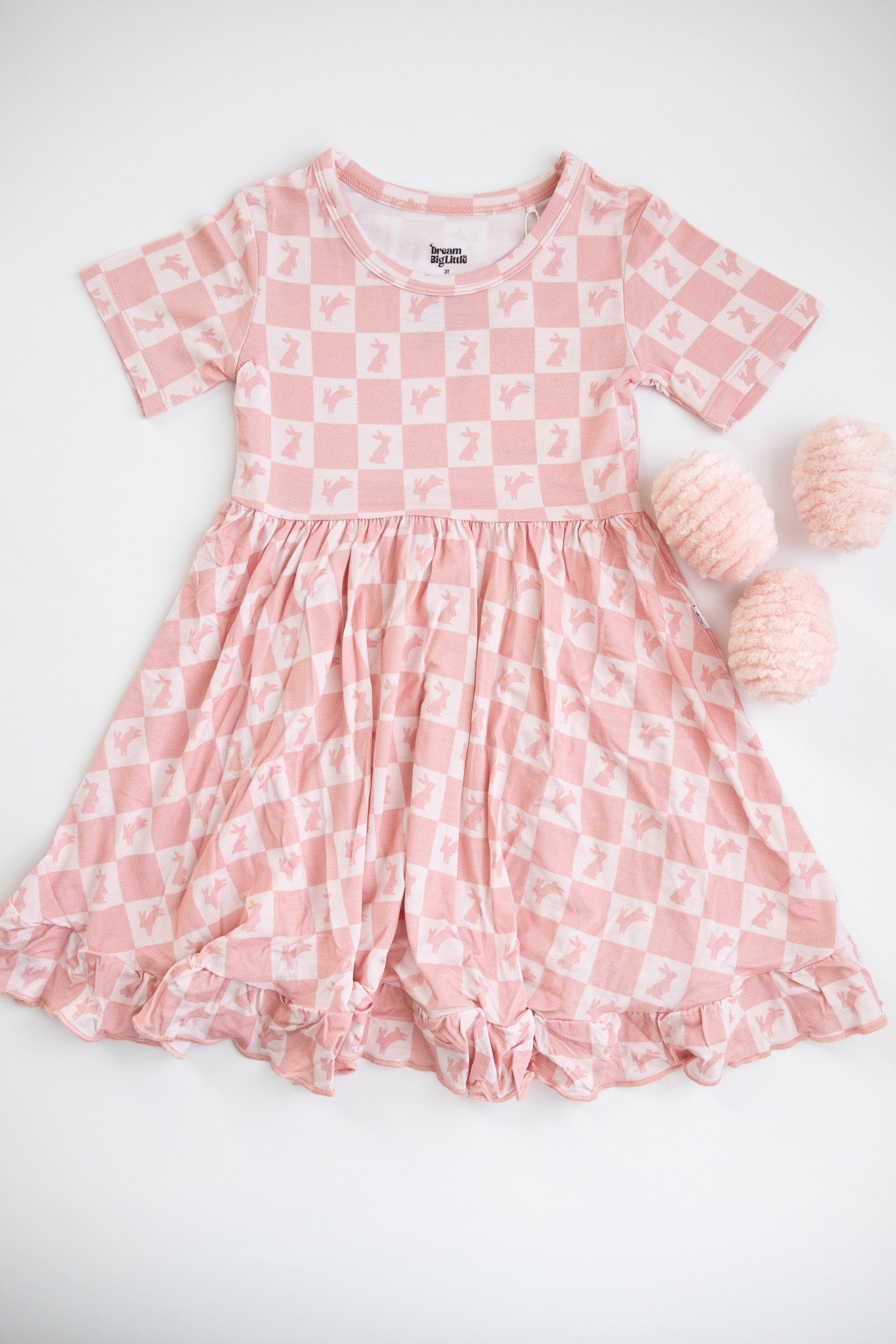 HOPPITY BLUSH CHECKERS DREAM RUFFLE DRESS