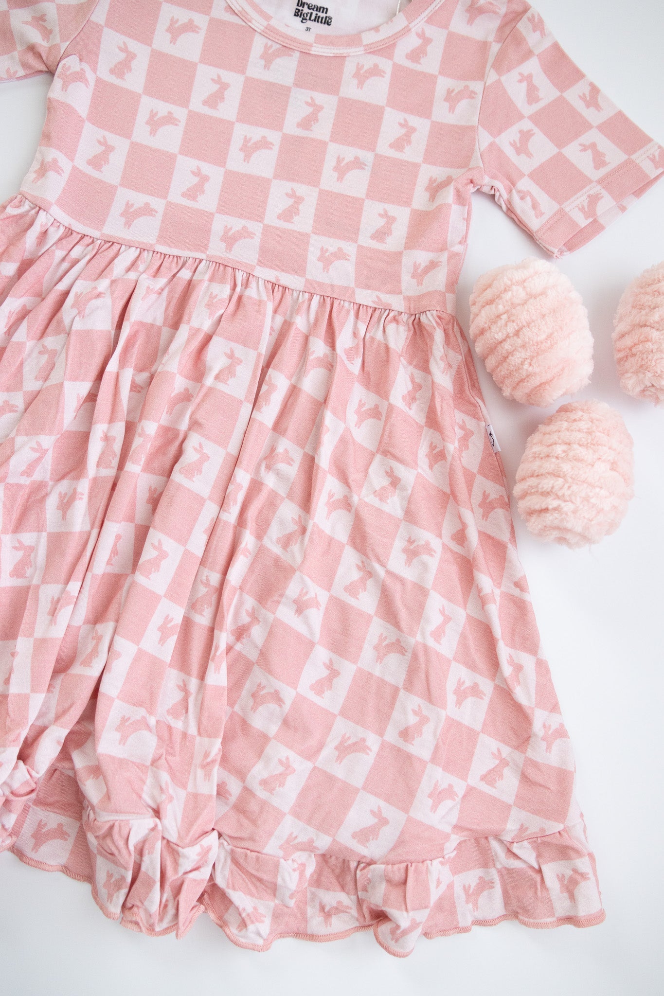 HOPPITY BLUSH CHECKERS DREAM RUFFLE DRESS