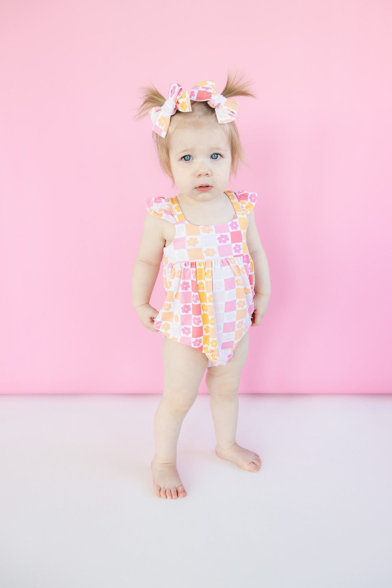 SUMMER SUNSET CHECKERS DREAM BUBBLE ROMPER