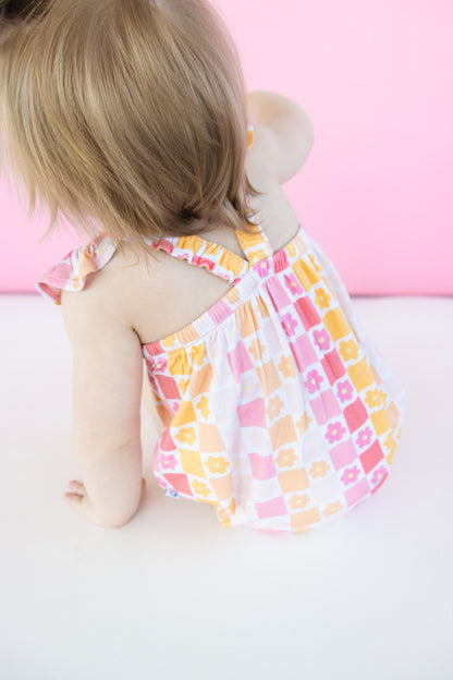 SUMMER SUNSET CHECKERS DREAM BUBBLE ROMPER