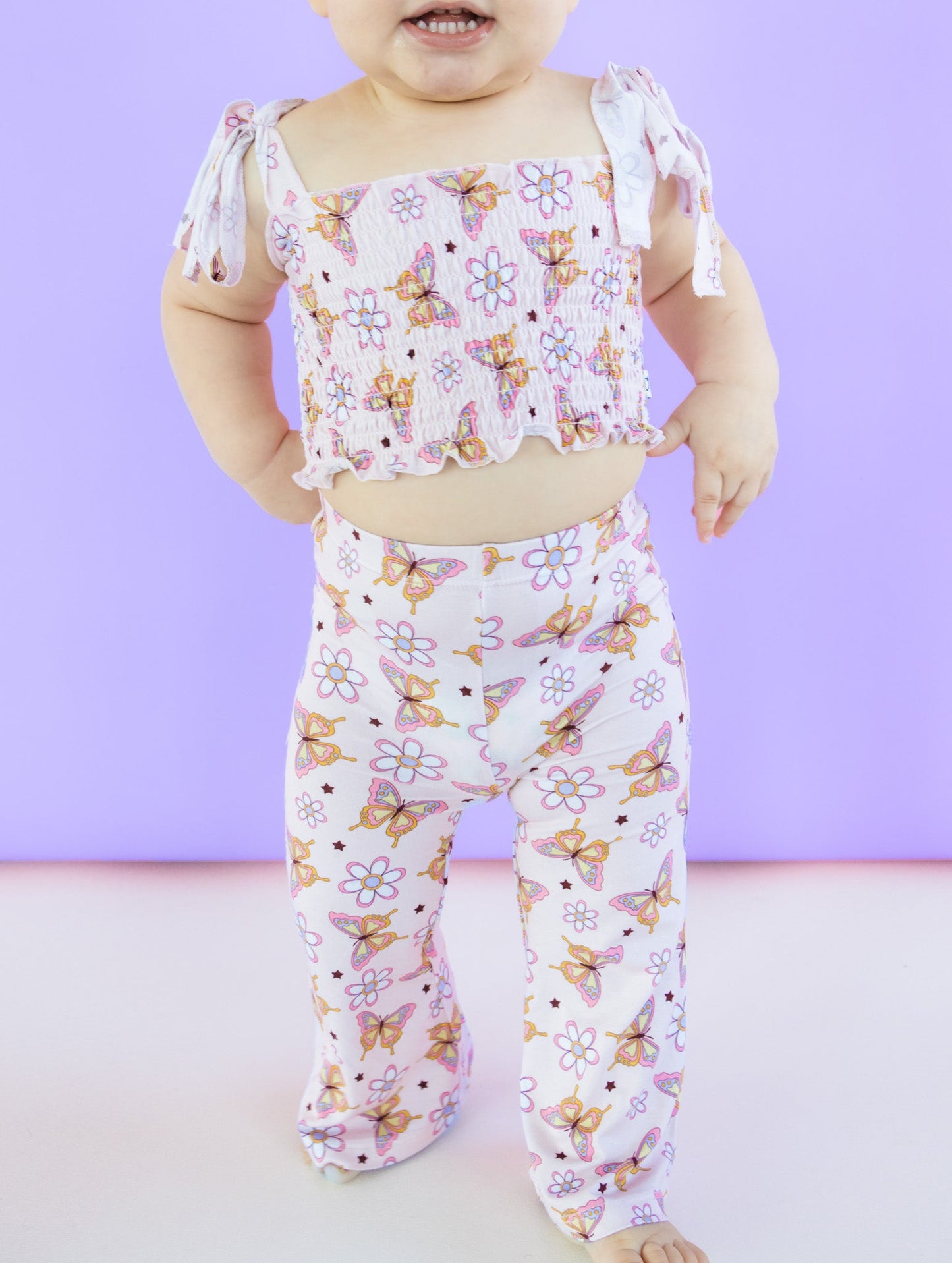 BLOSSOMIN' BUTTERFLY DREAM SMOCKED FLARE SET