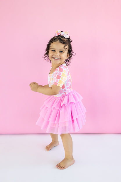 SUMMER SUNSET CHECKERS DREAM TUTU DRESS