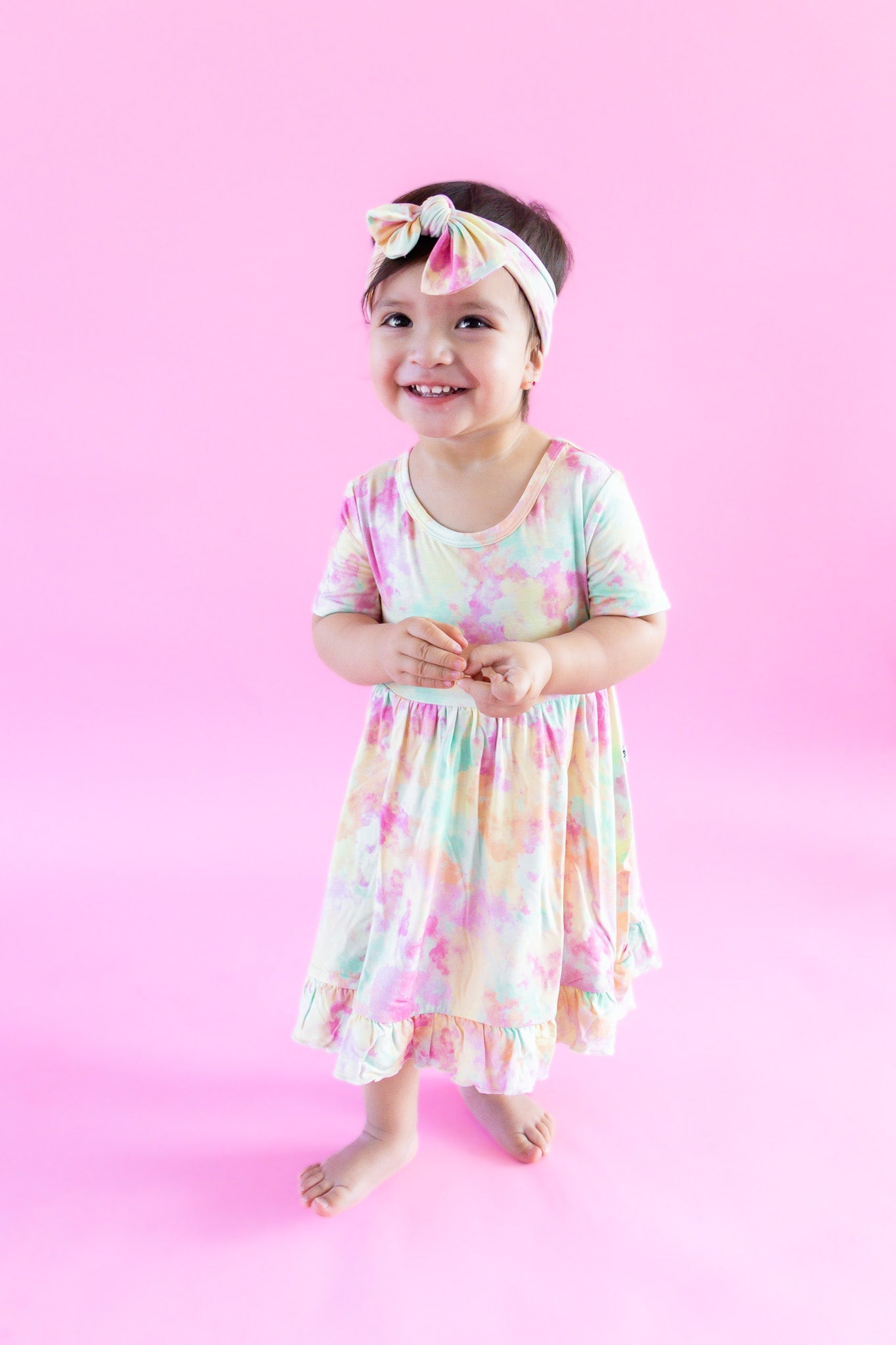 RAINBOW CLOUDS DREAM RUFFLE DRESS