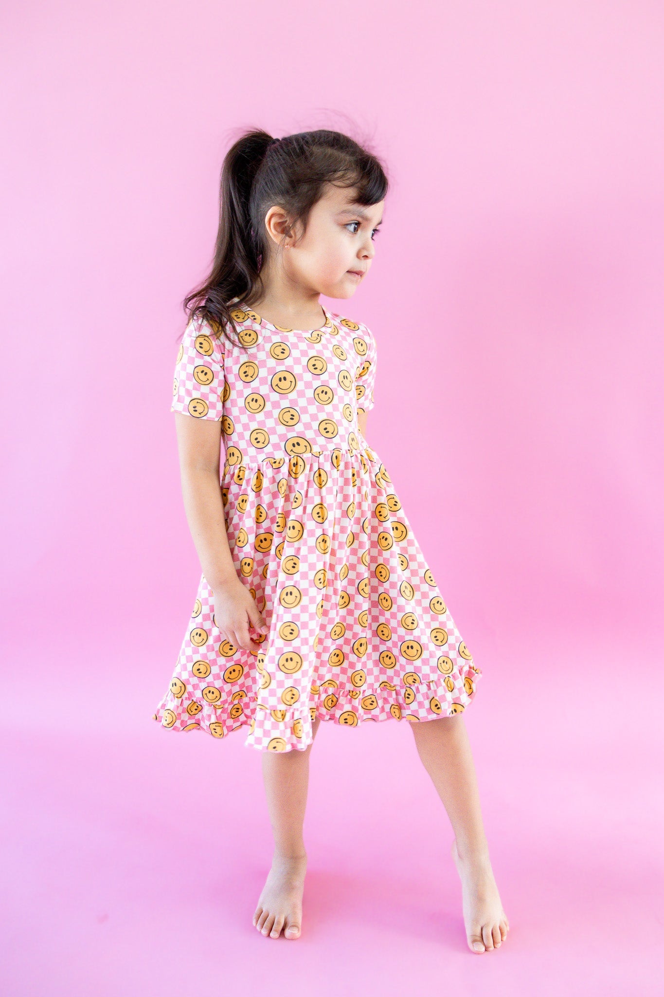 BLUSHIN' CHECKERS DREAM RUFFLE DRESS