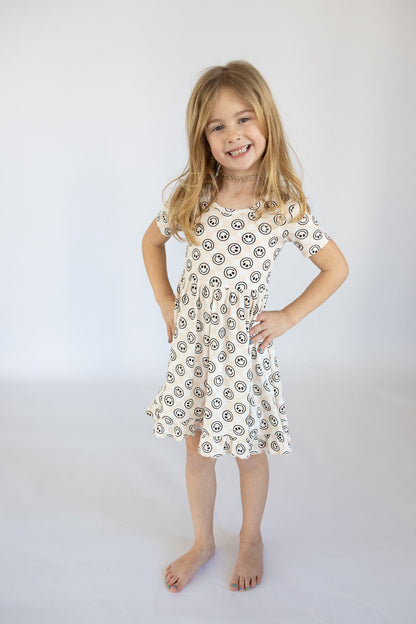 SANDY SMILES CHECKERS DREAM RUFFLE DRESS