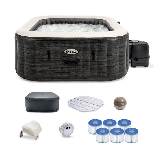 Intex PureSpa Plus Inflatable Square Spa & Type S1 Filter Cartridges (6 Pack)