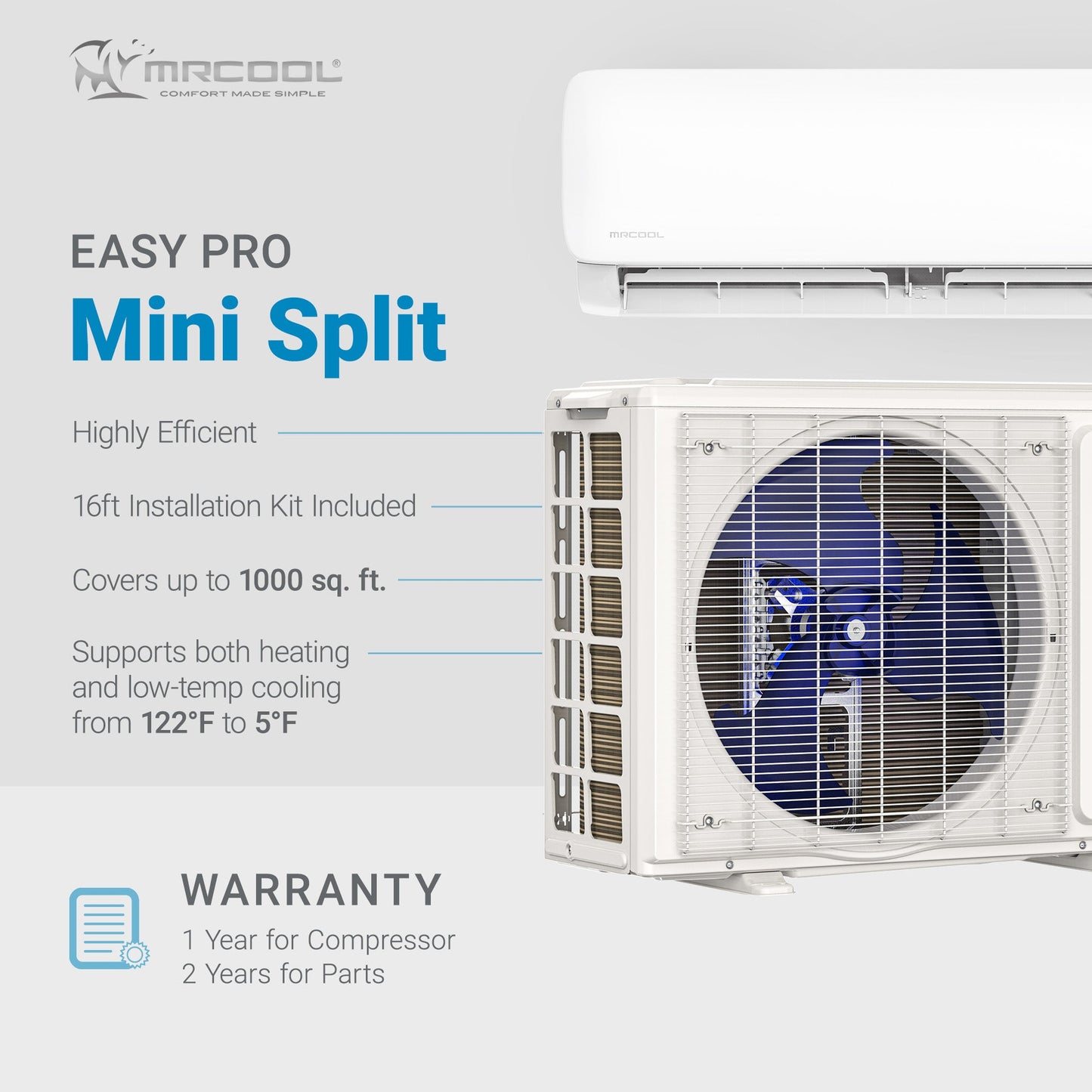 MRCOOL Easy Pro 24,000 BTU Ductless Heat Pump Split System with 16 Foot Lineset