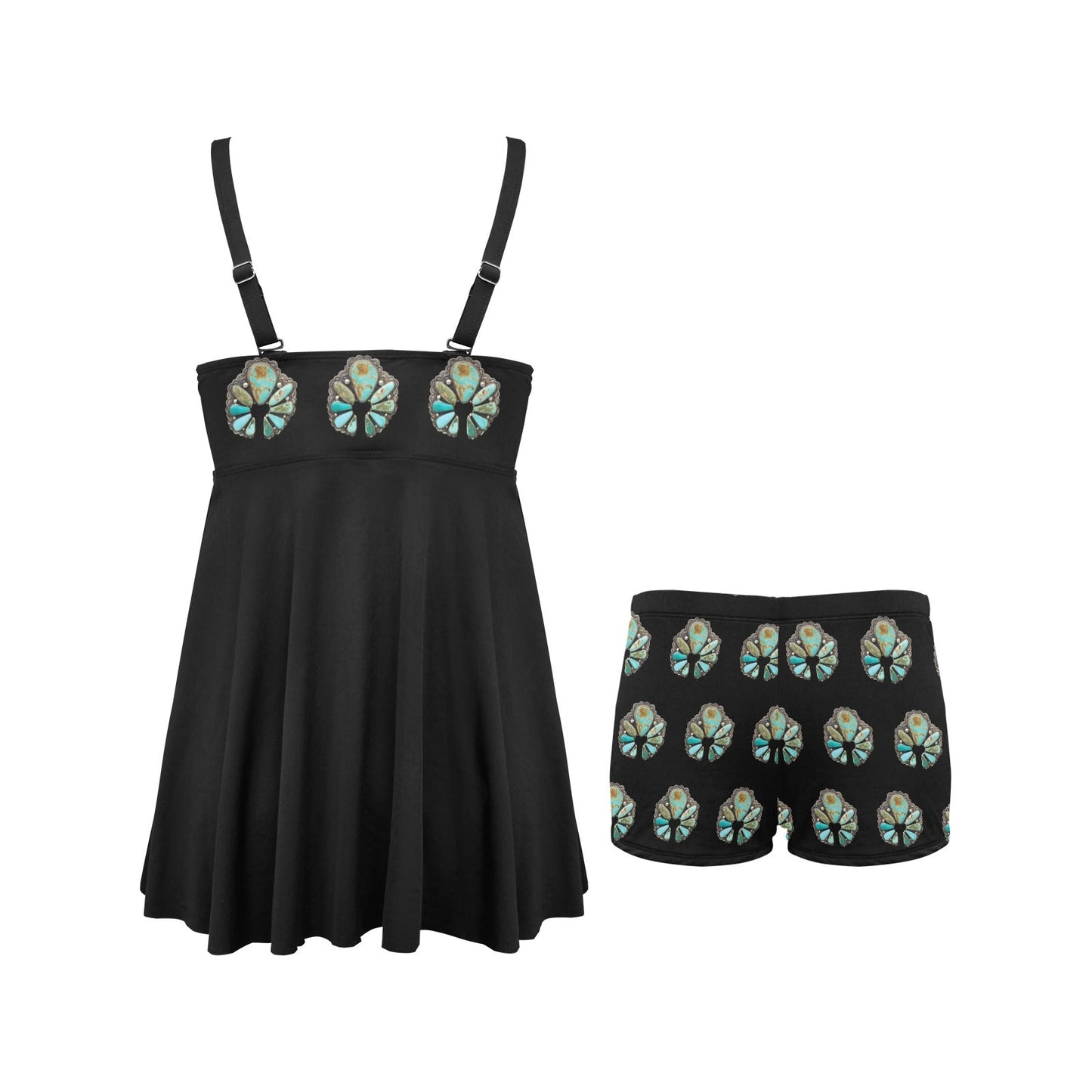 Turquoise Naja Swim Dress & Shorts Set