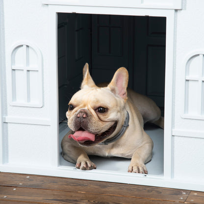 Plastic Dog House, Water Resistant Puppy Shelter Indoor Outdoor with Door, for Medium and Small Dogs, Blue