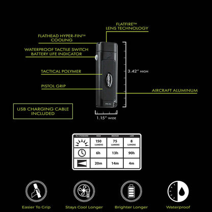 FLATEYE™ Rechargeable FR-150 Flashlight – 150 Lumens