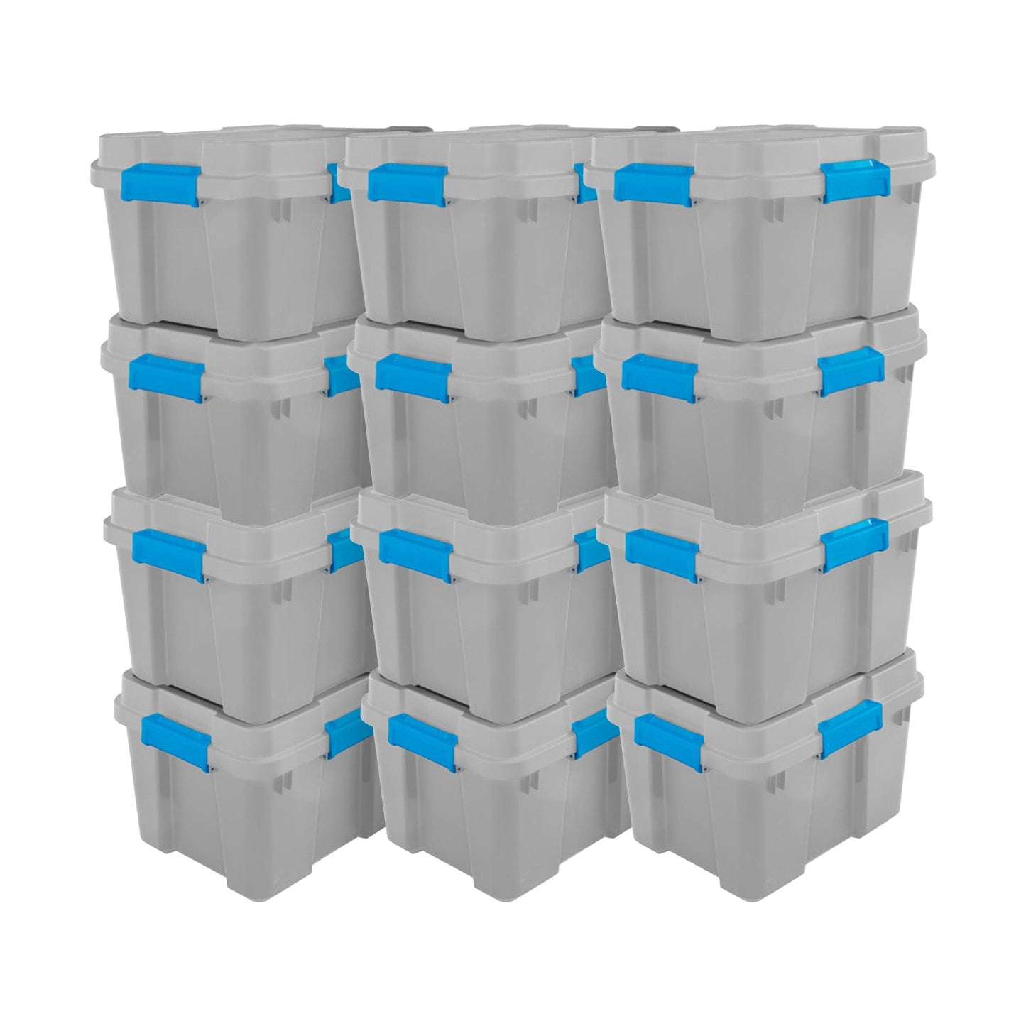 Sterilite 20 Gallon Plastic Home Storage Container Tote Box, Gray/Blue (12 Pack)