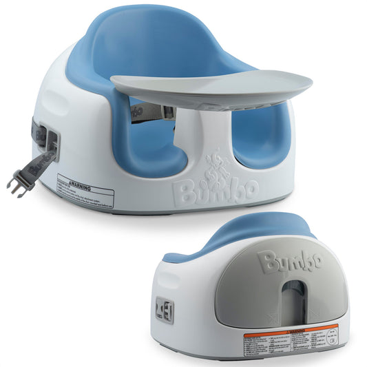 Bumbo Baby Toddler Adjustable 3-in-1 Booster Seat/High Chair & Tray, Powder Blue