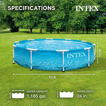 Intex 28207EH 10' x 30" Steel Metal Frame Beachside Swimming Pool w/ Filter Pump