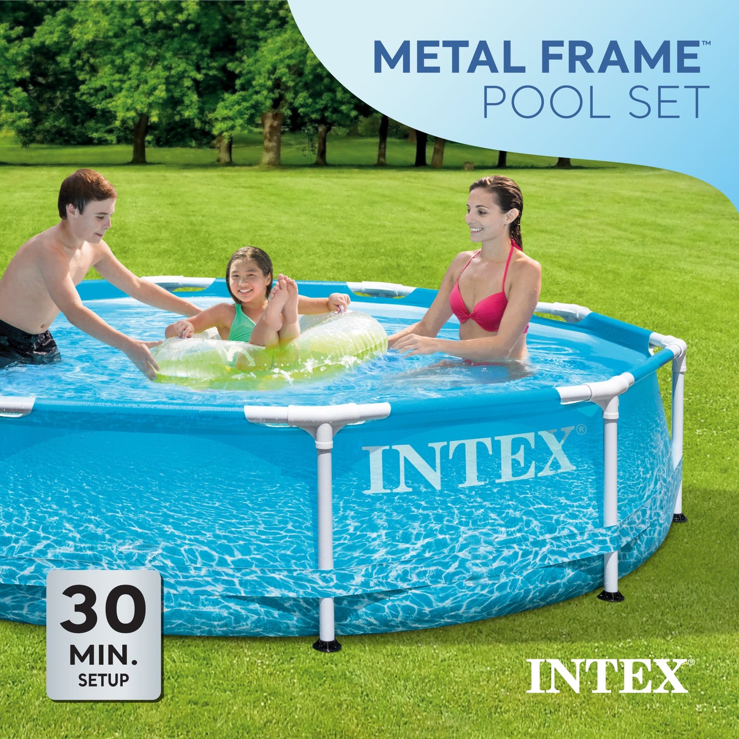 Intex 28207EH 10' x 30" Steel Metal Frame Beachside Swimming Pool w/ Filter Pump