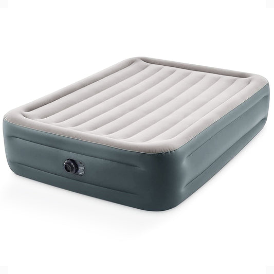 Intex Dura Beam Essential Rest Blow Up Queen Mattress Air Bed with Built In Pump