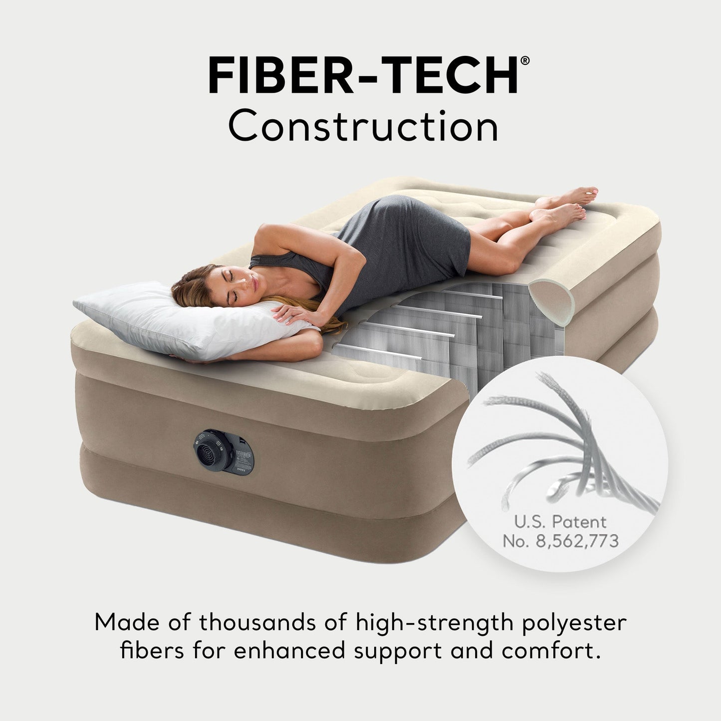 Intex 64425ED Dura-Beam Deluxe Ultra Plush Air Mattress with Built-in Pump, Twin