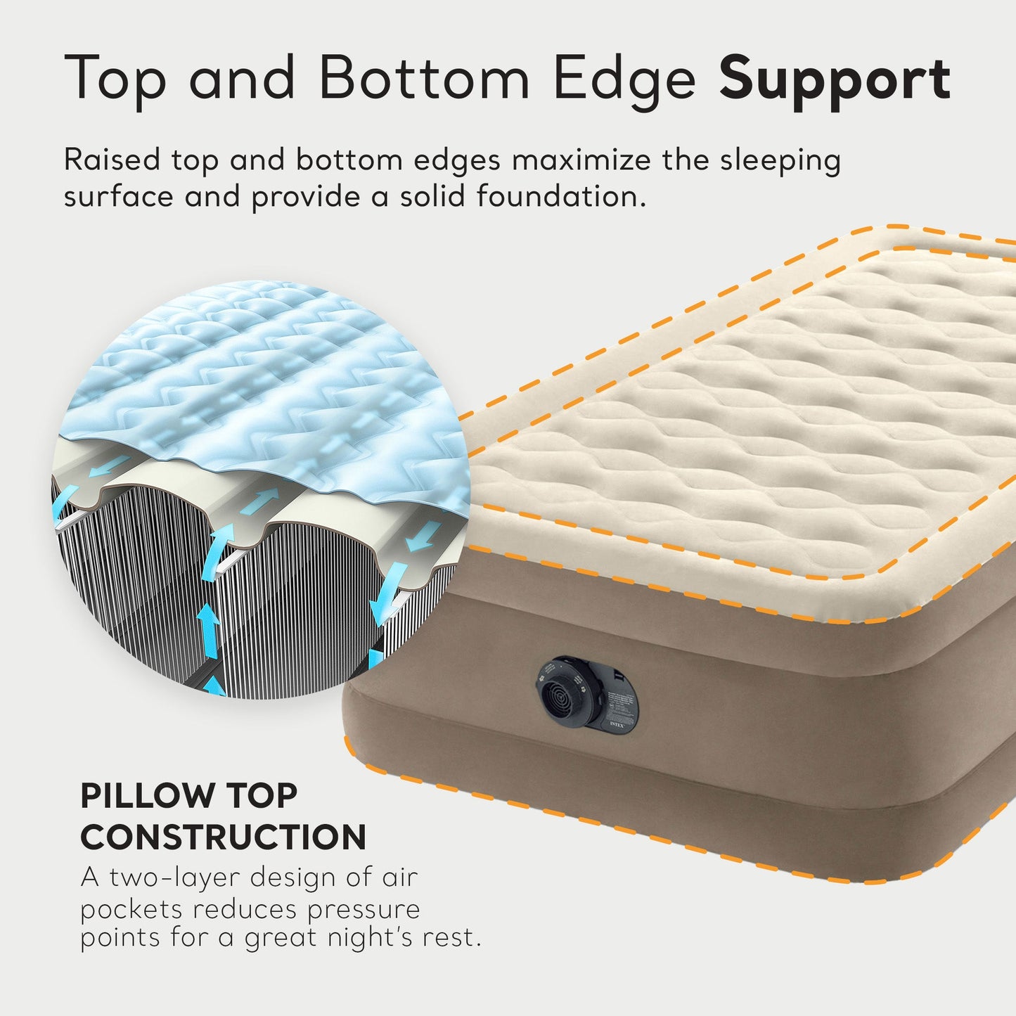 Intex 64425ED Dura-Beam Deluxe Ultra Plush Air Mattress with Built-in Pump, Twin