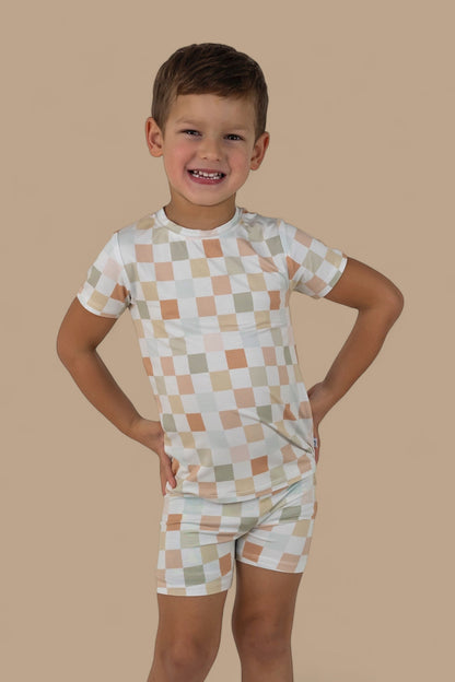 MUTED CHECKERS DREAM SHORT SET