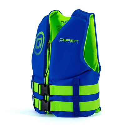 O'Brien BioLite Traditional Youth USCG Safety Vest Life Jacket, Blue/Lime Green