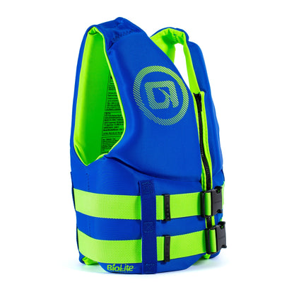 O'Brien BioLite Traditional Youth USCG Safety Vest Life Jacket, Blue/Lime Green