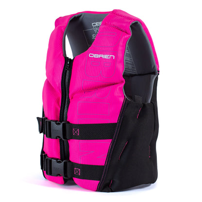 O'Brien Flex V-Back Lightweight Safety Life Jacket, Youth Large, Pink and Black