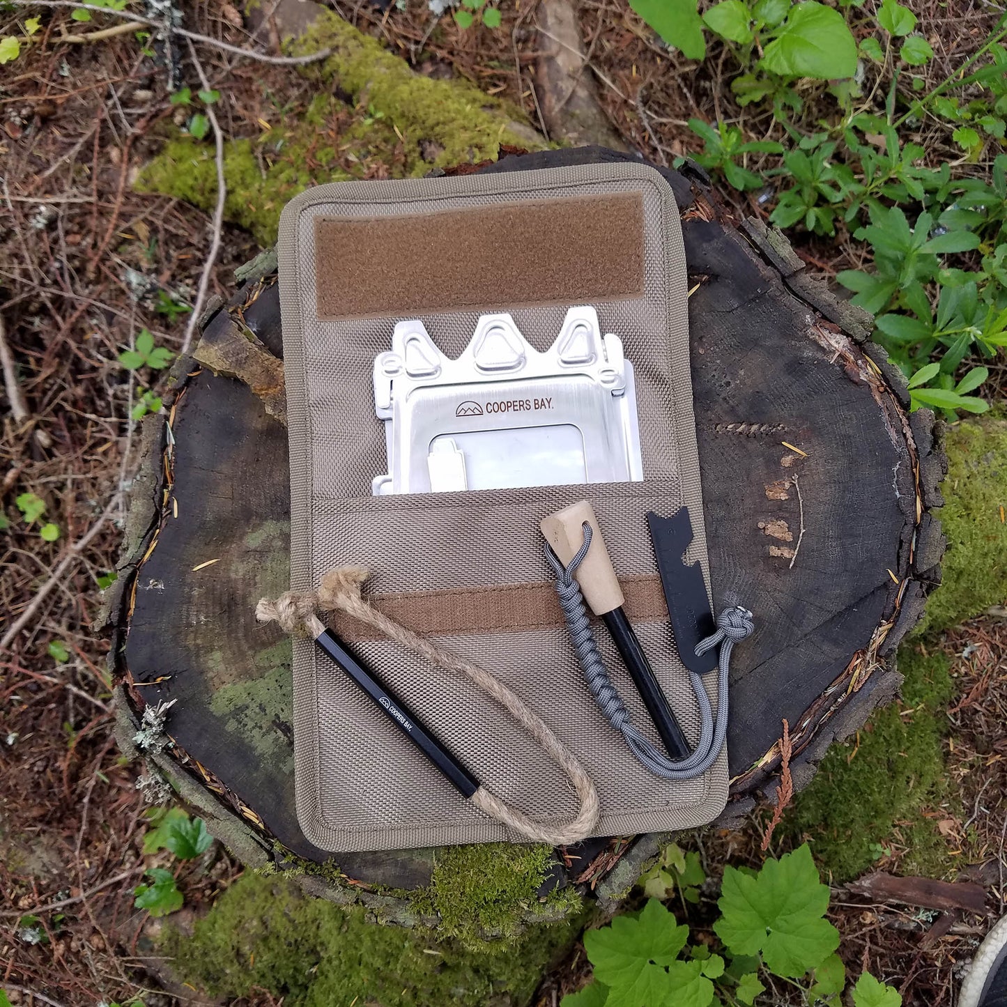 Hiker Twig Stove and Ferro Firestarting Package - Choice or Stainless Steel or Titanium