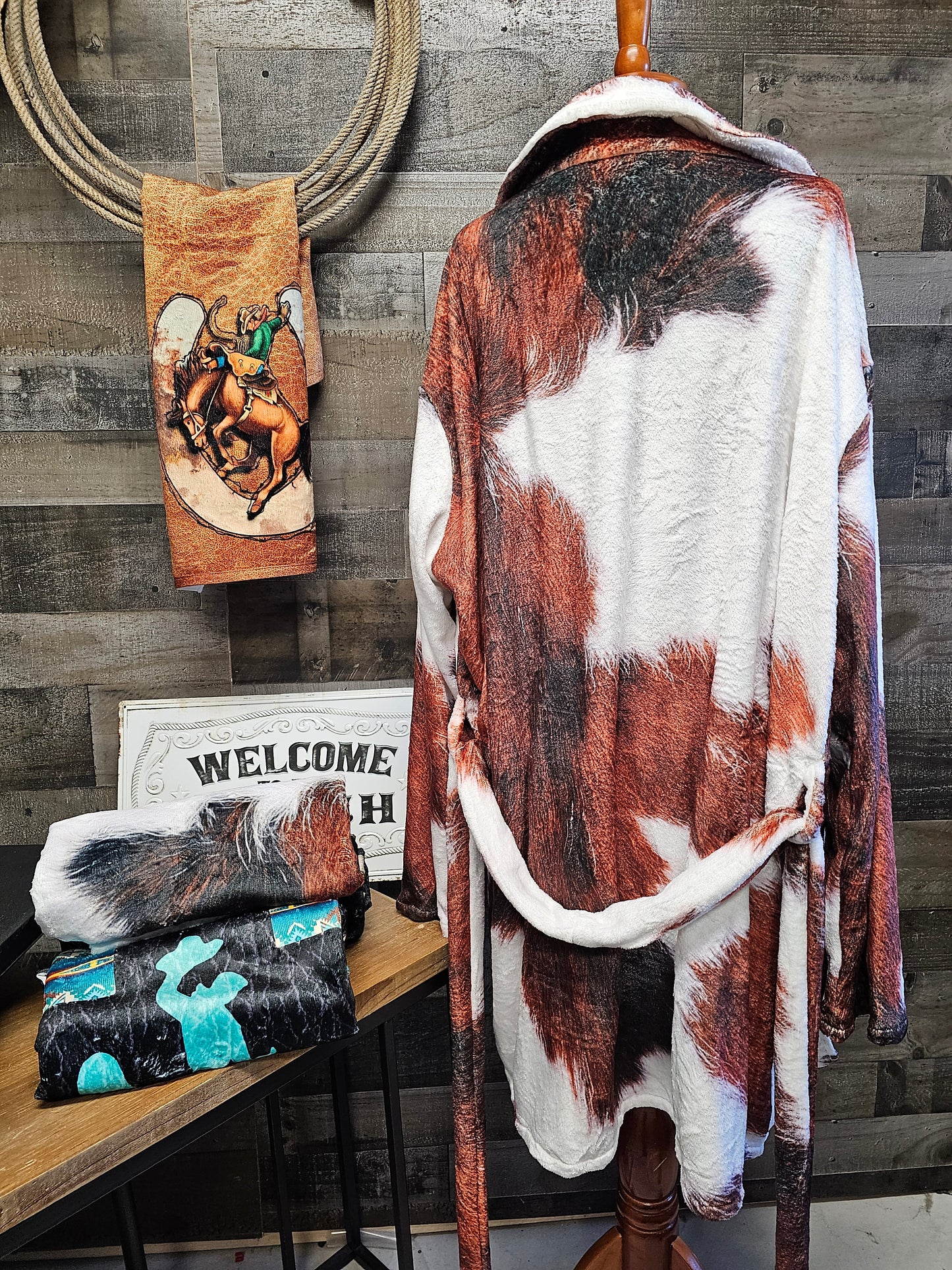 Cowhide Print Women's Western Bath Robe