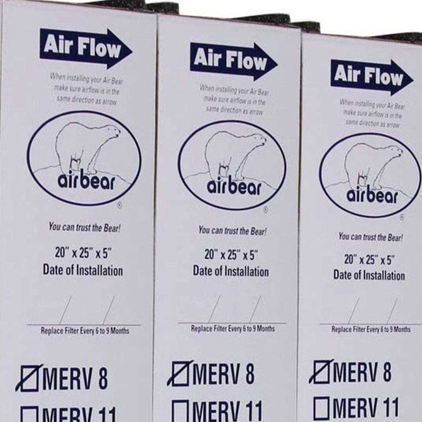 Trion 255649-102 Air Bear 20 x 25 x 5 Inch MERV 8 Air Purifier Filter (3 Pack)