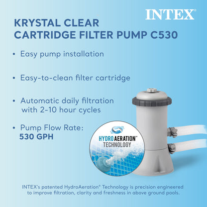 Intex Metal Frame 12' x 30" Round Above Ground Outdoor Swimming Pool with Pump